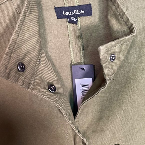 Lea & Viola pearl detail Army inspired utility jacket green M - Picture 12 of 16